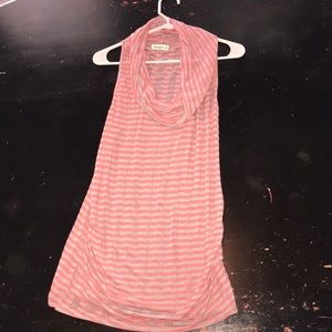 Ginger G pink and tan sleeveless turtleneck